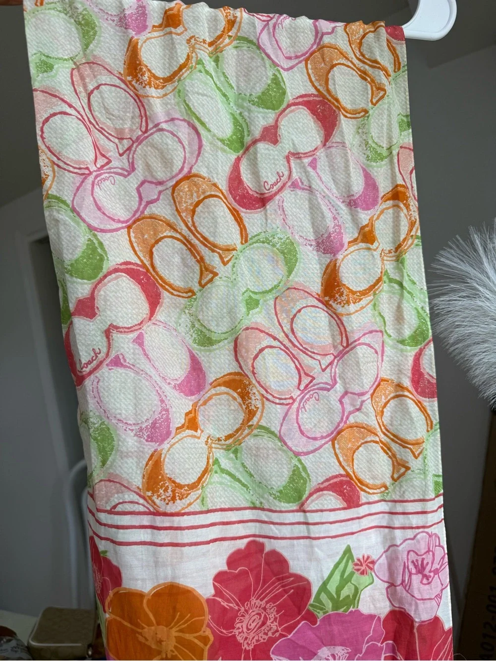 Vintage Coach Poppy Scribble Signature Scarf